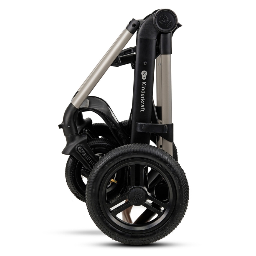KINDERKRAFT - Carrinho de bebé combinado 3em1 MOOV 2 AIR Moonlight cinzento + assento de automóvel MINK PRO