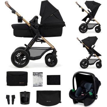 KINDERKRAFT - Carrinho de bebé combinado 3em1 MOOV 2 AIR Pure preto + assento de automóvel MINK PRO