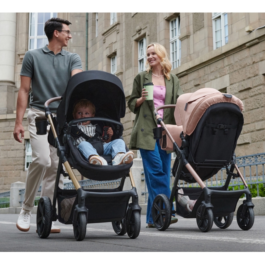 KINDERKRAFT - Carrinho de bebé combinado 3em1 MOOV 2 AIR Pure preto + assento de automóvel MINK PRO