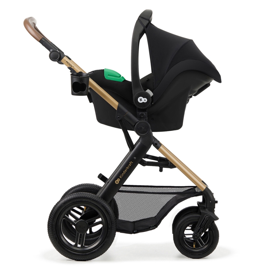 KINDERKRAFT - Carrinho de bebé combinado 3em1 MOOV 2 AIR Pure preto + assento de automóvel MINK PRO
