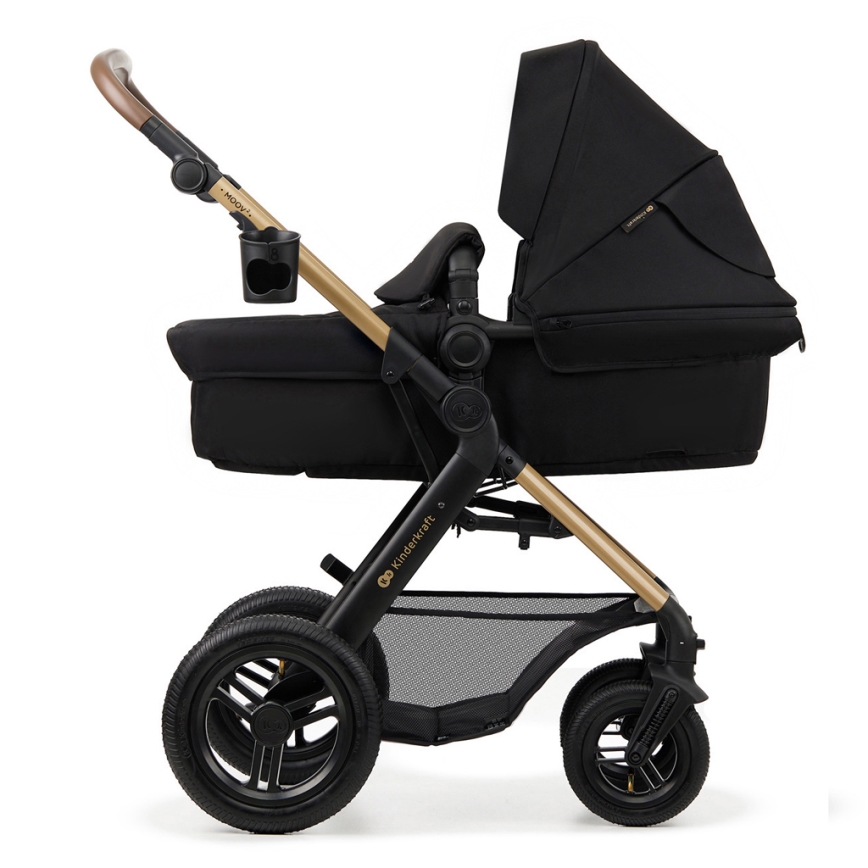 KINDERKRAFT - Carrinho de bebé combinado 3em1 MOOV 2 AIR Pure preto + assento de automóvel MINK PRO