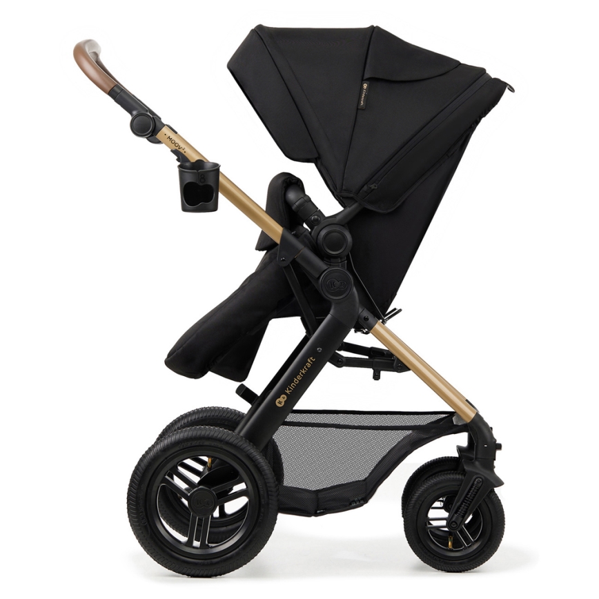 KINDERKRAFT - Carrinho de bebé combinado 3em1 MOOV 2 AIR Pure preto + assento de automóvel MINK PRO