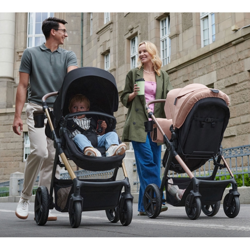 KINDERKRAFT - Carrinho de bebé combinado 3em1 MOOV 2 Pure preto + assento de automóvel MINK PRO