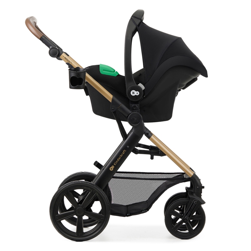 KINDERKRAFT - Carrinho de bebé combinado 3em1 MOOV 2 Pure preto + assento de automóvel MINK PRO