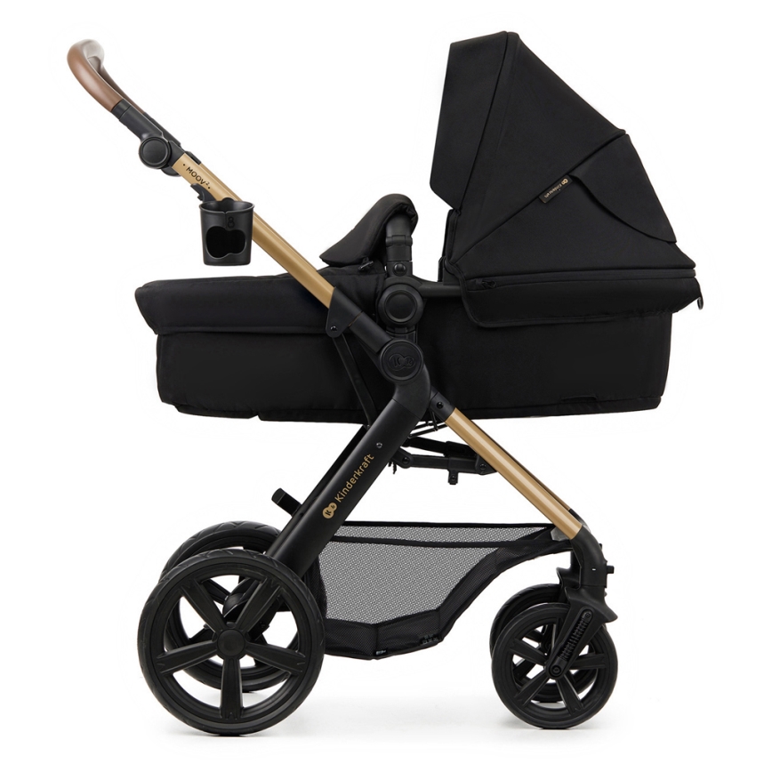 KINDERKRAFT - Carrinho de bebé combinado 3em1 MOOV 2 Pure preto + assento de automóvel MINK PRO
