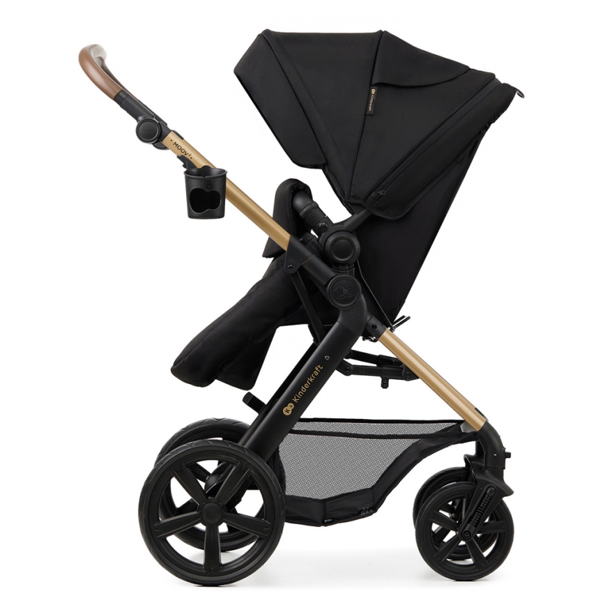 KINDERKRAFT - Carrinho de bebé combinado 3em1 MOOV 2 Pure preto + assento de automóvel MINK PRO
