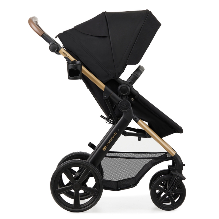 KINDERKRAFT - Carrinho de bebé combinado 3em1 MOOV 2 Pure preto + assento de automóvel MINK PRO