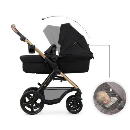 KINDERKRAFT - Carrinho de bebé combinado 3em1 MOOV 2 Pure preto + assento de automóvel MINK PRO