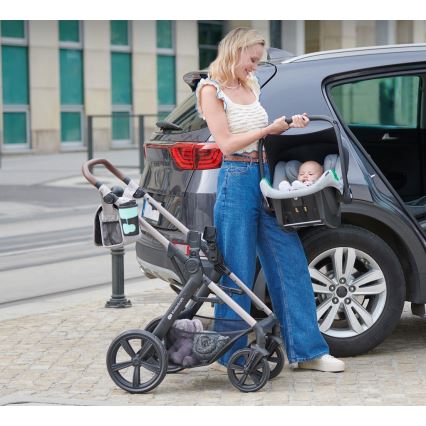 KINDERKRAFT - Carrinho de bebé combinado 3em1 MOOV 2 Sand bege + assento de automóvel MINK PRO