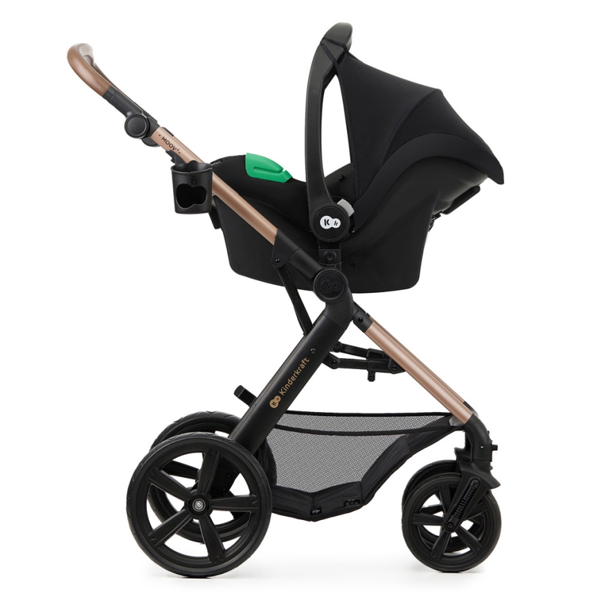 KINDERKRAFT - Carrinho de bebé combinado 3em1 MOOV 2 Sand bege + assento de automóvel MINK PRO