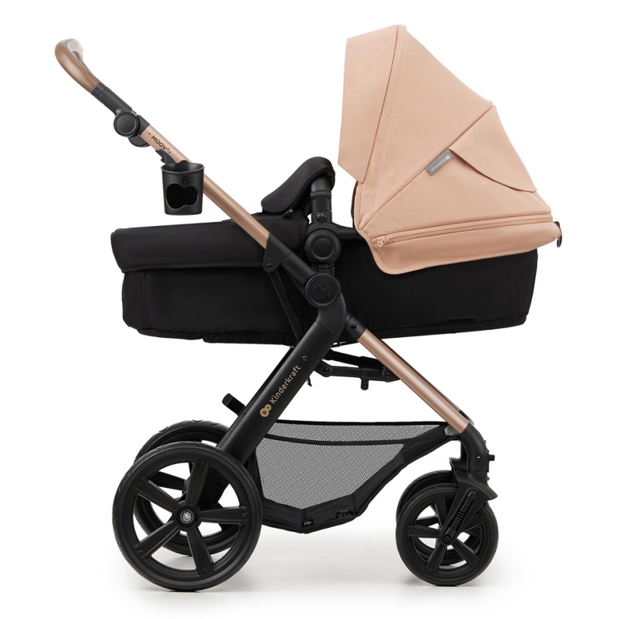 KINDERKRAFT - Carrinho de bebé combinado 3em1 MOOV 2 Sand bege + assento de automóvel MINK PRO