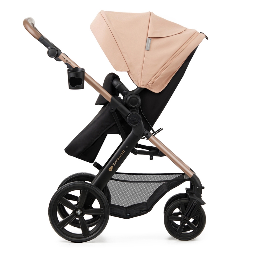 KINDERKRAFT - Carrinho de bebé combinado 3em1 MOOV 2 Sand bege + assento de automóvel MINK PRO