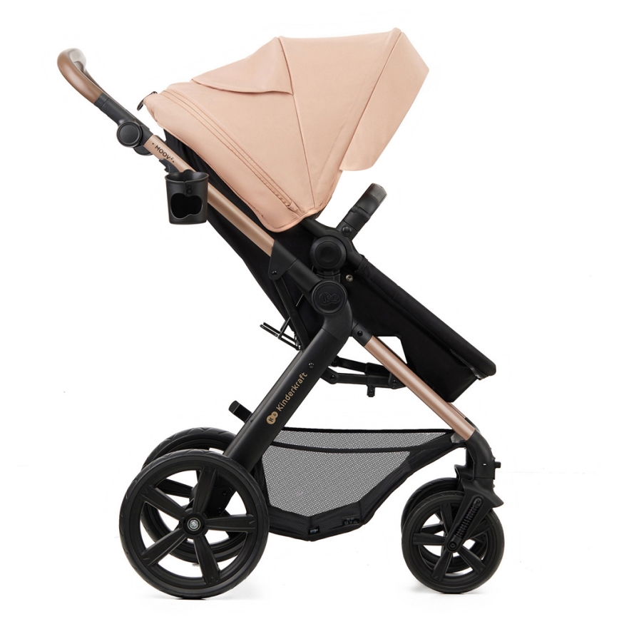 KINDERKRAFT - Carrinho de bebé combinado 3em1 MOOV 2 Sand bege + assento de automóvel MINK PRO