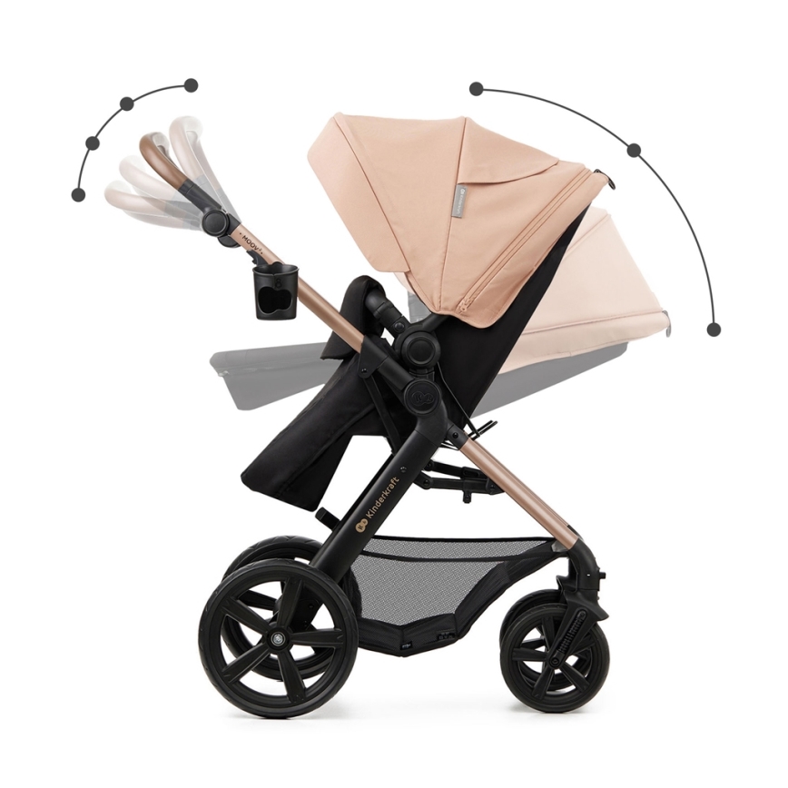 KINDERKRAFT - Carrinho de bebé combinado 3em1 MOOV 2 Sand bege + assento de automóvel MINK PRO