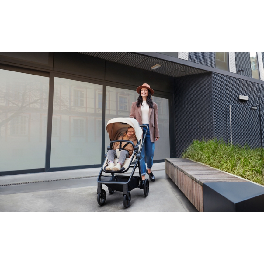 KINDERKRAFT - Carrinho de bebé combinado 4em1 NEWLY Clássico bege + assento de automóvel MINK PRO com base ISOFIX
