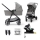 KINDERKRAFT - Carrinho de bebé combinado 4v1 NEWLY Clássico cinzento + assento de automóvel MINK PRO com base ISOFIX