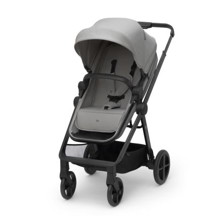 KINDERKRAFT - Carrinho de bebé combinado 4v1 NEWLY Clássico cinzento + assento de automóvel MINK PRO com base ISOFIX