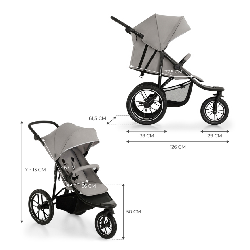 KINDERKRAFT - Carrinho de passeio HELSI2 cinzento