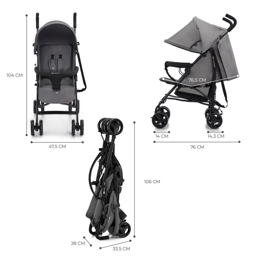 KINDERKRAFT - Carrinho de passeio TIK Stone cinzento