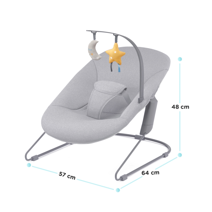 KINDERKRAFT - Espreguiçadeira de bebé CALMEE cinzento