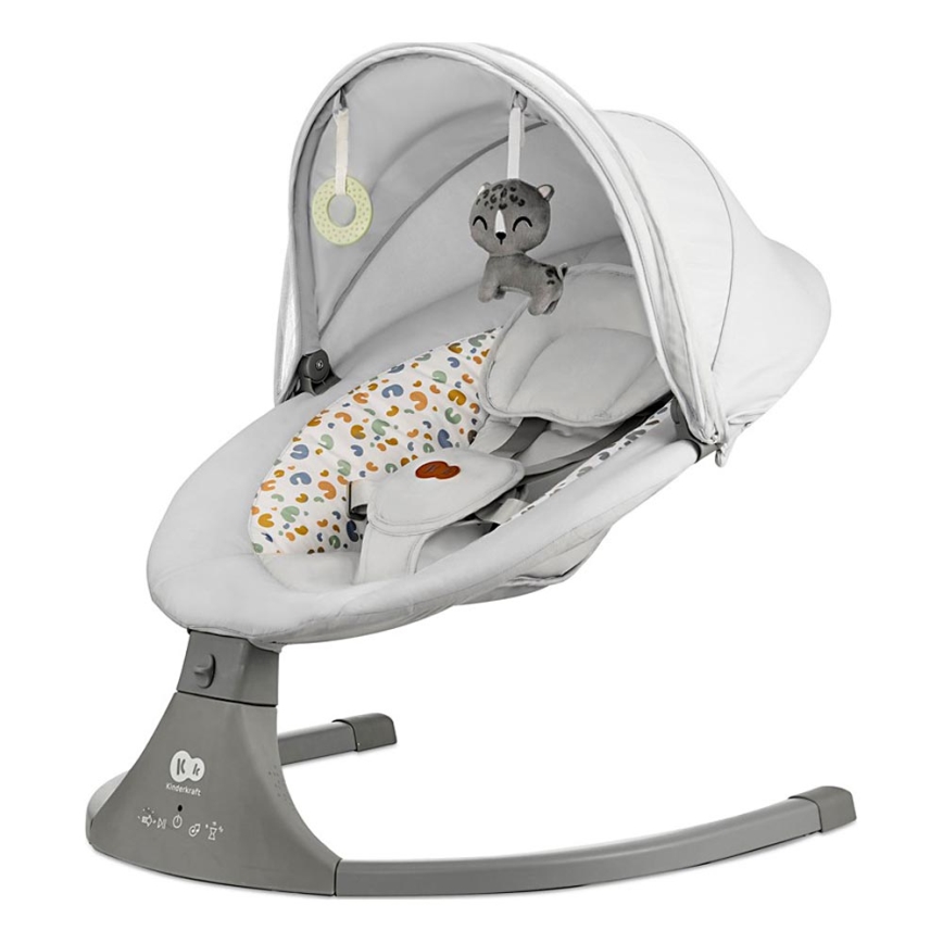 KINDERKRAFT - Espreguiçadeira para bebé com melodia 2em1 LUMI cinzento claro