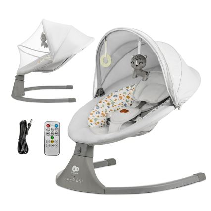 KINDERKRAFT - Espreguiçadeira para bebé com melodia 2em1 LUMI cinzento claro