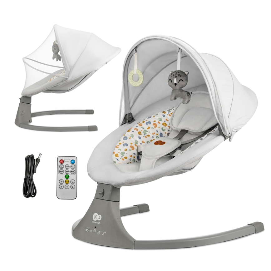 KINDERKRAFT - Espreguiçadeira para bebé com melodia 2em1 LUMI cinzento claro