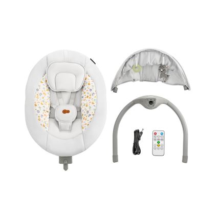 KINDERKRAFT - Espreguiçadeira para bebé com melodia 2em1 LUMI cinzento claro