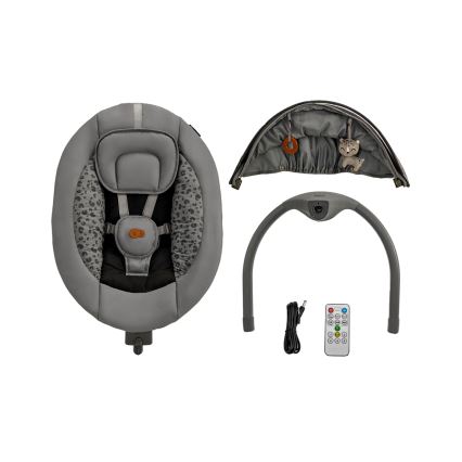 KINDERKRAFT - Espreguiçadeira para bebé com melodia 2em1 LUMI cinzento escuro