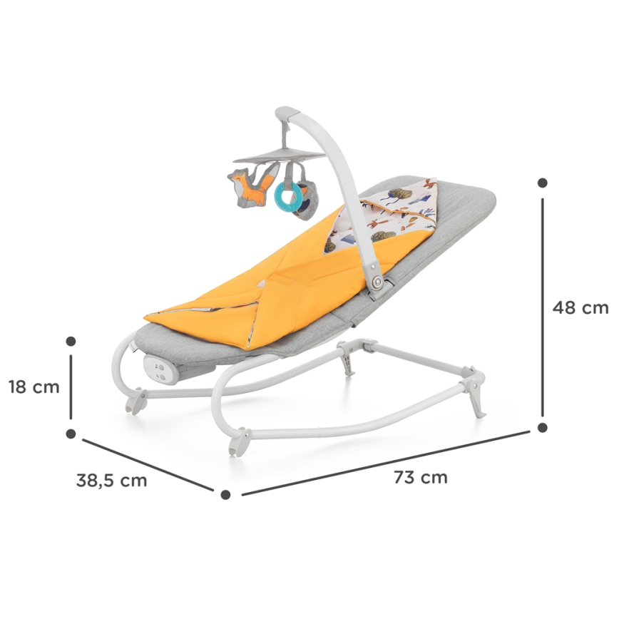 KINDERKRAFT - Espreguiçadeira vibratória para bebé com melodia FELIO 2 amarelo