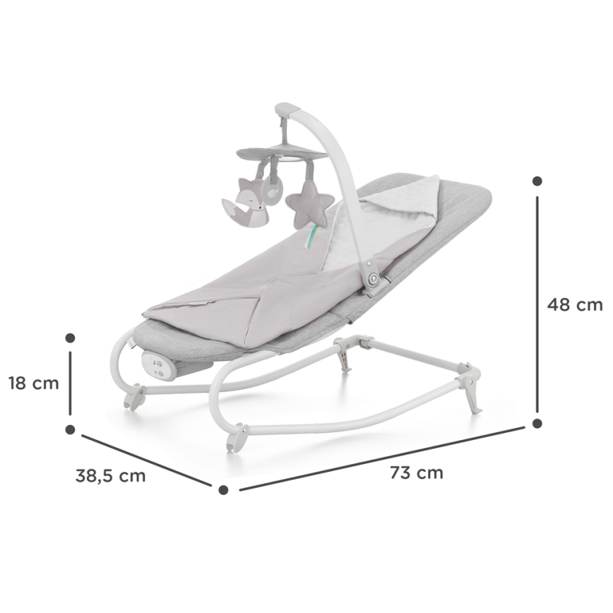 KINDERKRAFT - Espreguiçadeira vibratória para bebé com melodia FELIO 2 cinzento