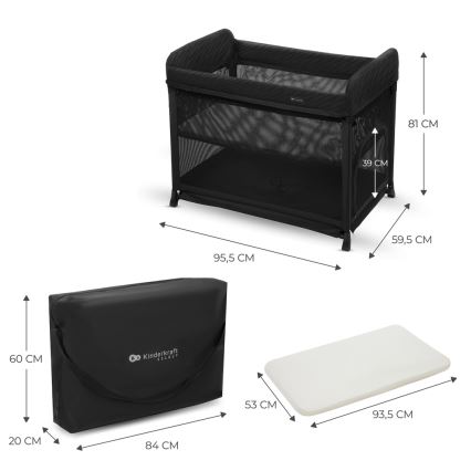 KINDERKRAFT SELECT - Berço de viagem MOON DREAM preto