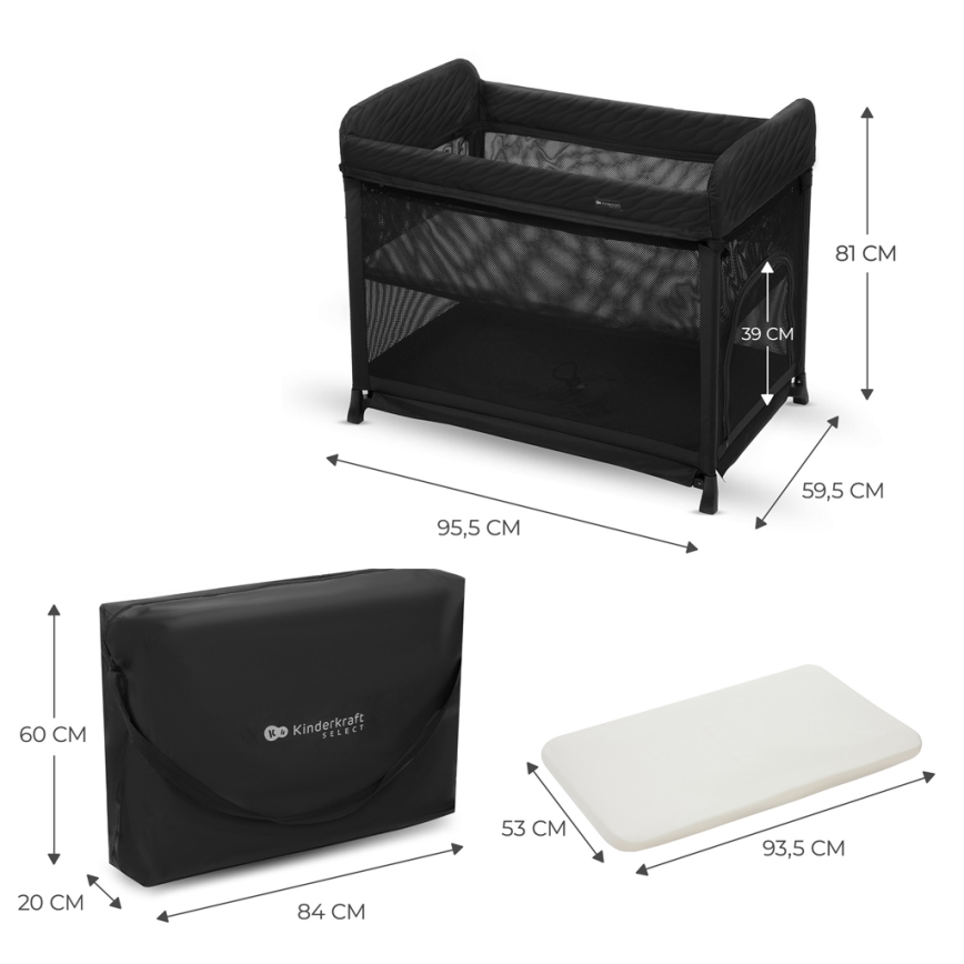 KINDERKRAFT SELECT - Berço de viagem MOON DREAM preto