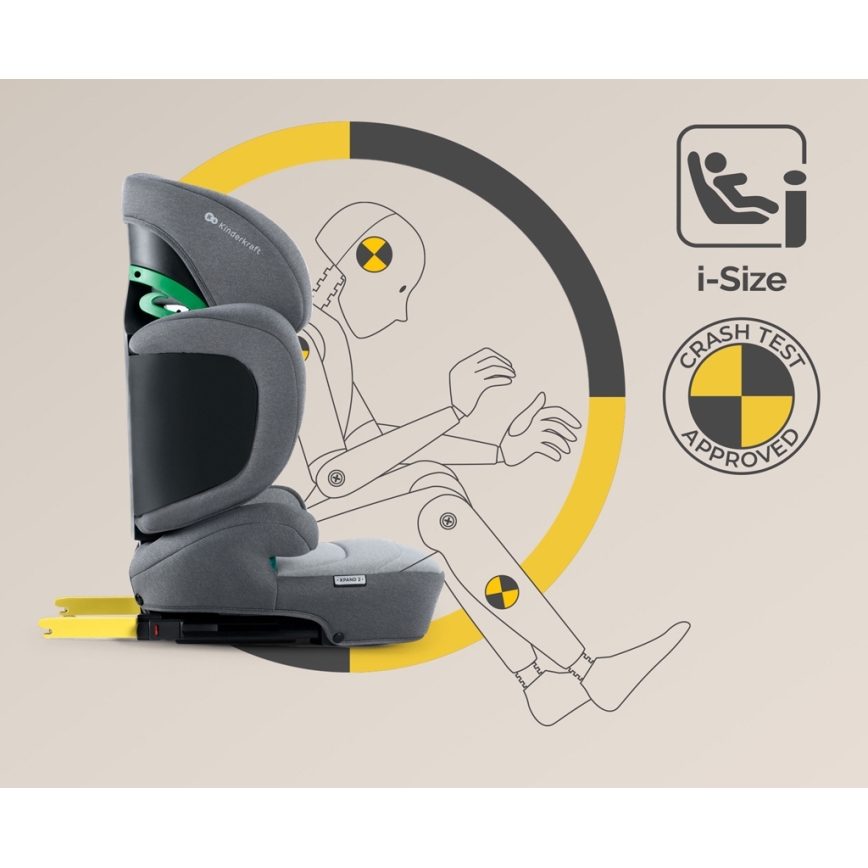 KINDERKRAFT SELECT - Cadeira auto XPAND 2 i-Tamanho (100-150 cm) Premium Foguete cinzento