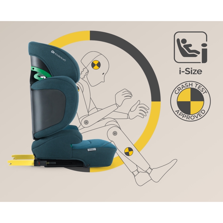 KINDERKRAFT SELECT - Cadeira auto XPAND 2 i-Tamanho (100-150 cm) Premium Harbour azul