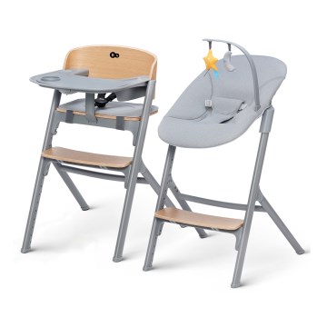 KINDERKRAFT SELECT - Cadeira de refeição infantil 3 em 1 LIVY Premium carvalho + espreguiçadeira CALMEE