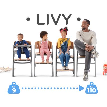KINDERKRAFT SELECT - Cadeira de refeição para criança 3em1 LIVY Premium carvalho