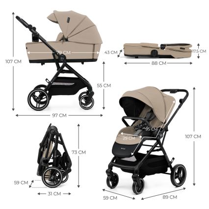 KINDERKRAFT SELECT - Carrinho de bebé combinado 2em1 YOXI Sand bege