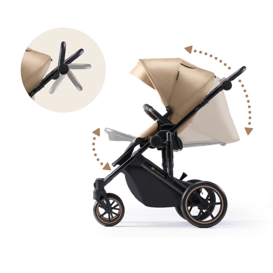 KINDERKRAFT SELECT - Carrinho de bebé combinado 3em1 PRIME 2 Premium Sandrose bege + assento de automóvel