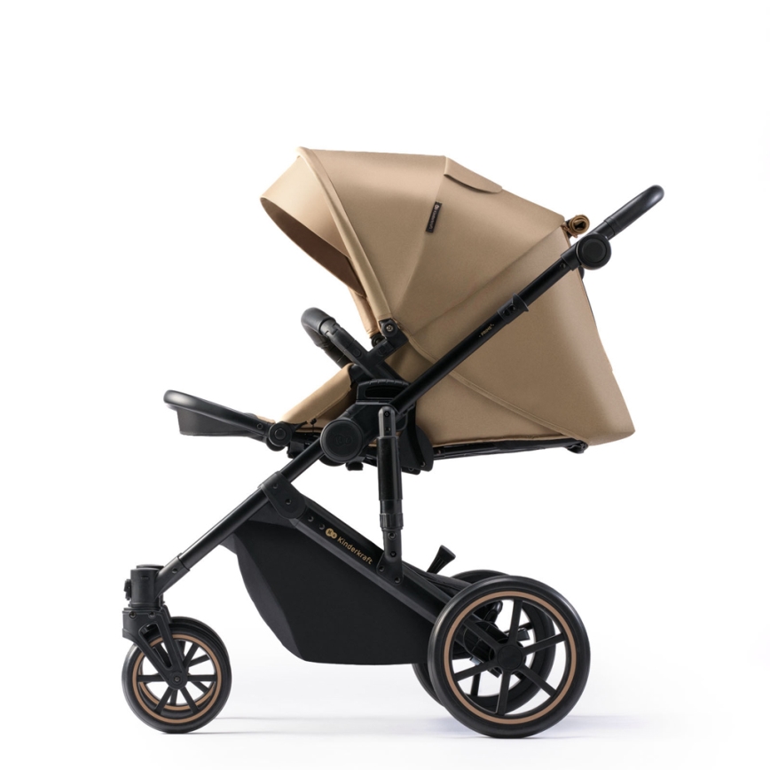 KINDERKRAFT SELECT - Carrinho de bebé combinado 3em1 PRIME 2 Premium Sandrose bege + assento de automóvel