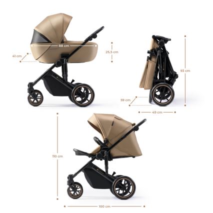 KINDERKRAFT SELECT - Carrinho de bebé combinado 3em1 PRIME 2 Premium Sandrose bege + assento de automóvel