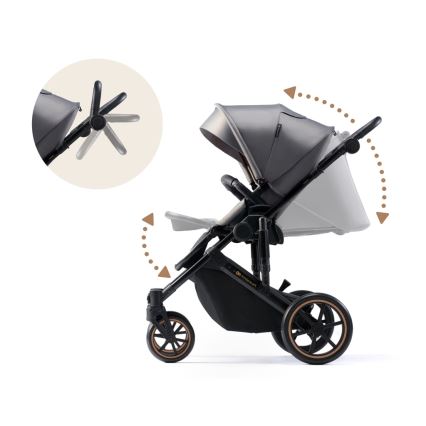 KINDERKRAFT SELECT - Carrinho de bebé combinado 3em1 PRIME 2 Premium Shadow cinzento + assento de automóvel