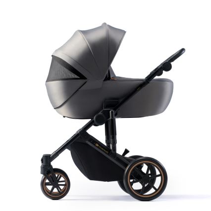 KINDERKRAFT SELECT - Carrinho de bebé combinado 3em1 PRIME 2 Premium Shadow cinzento + assento de automóvel