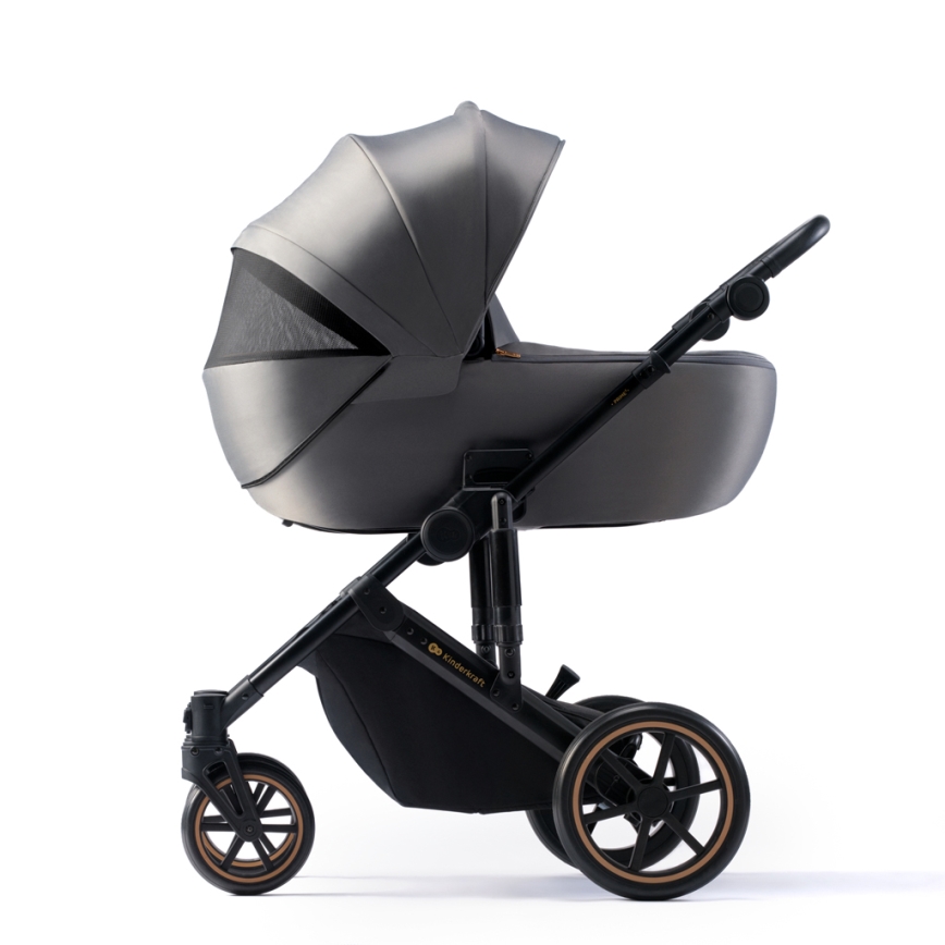 KINDERKRAFT SELECT - Carrinho de bebé combinado 3em1 PRIME 2 Premium Shadow cinzento + assento de automóvel