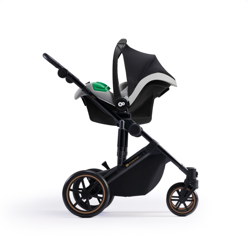 KINDERKRAFT SELECT - Carrinho de bebé combinado 3em1 PRIME 2 Premium Shadow cinzento + assento de automóvel
