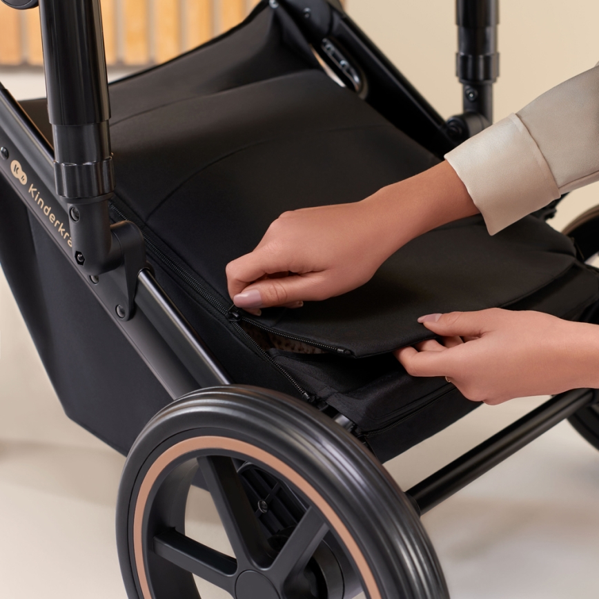 KINDERKRAFT SELECT - Carrinho de bebé combinado 3em1 PRIME 2 Premium Venezian preto + assento de automóvel