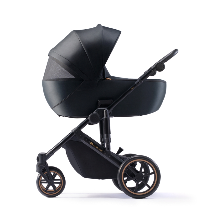 KINDERKRAFT SELECT - Carrinho de bebé combinado 3em1 PRIME 2 Premium Venezian preto + assento de automóvel