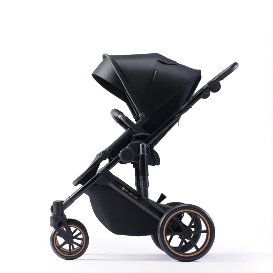 KINDERKRAFT SELECT - Carrinho de bebé combinado 3em1 PRIME 2 Premium Venezian preto + assento de automóvel