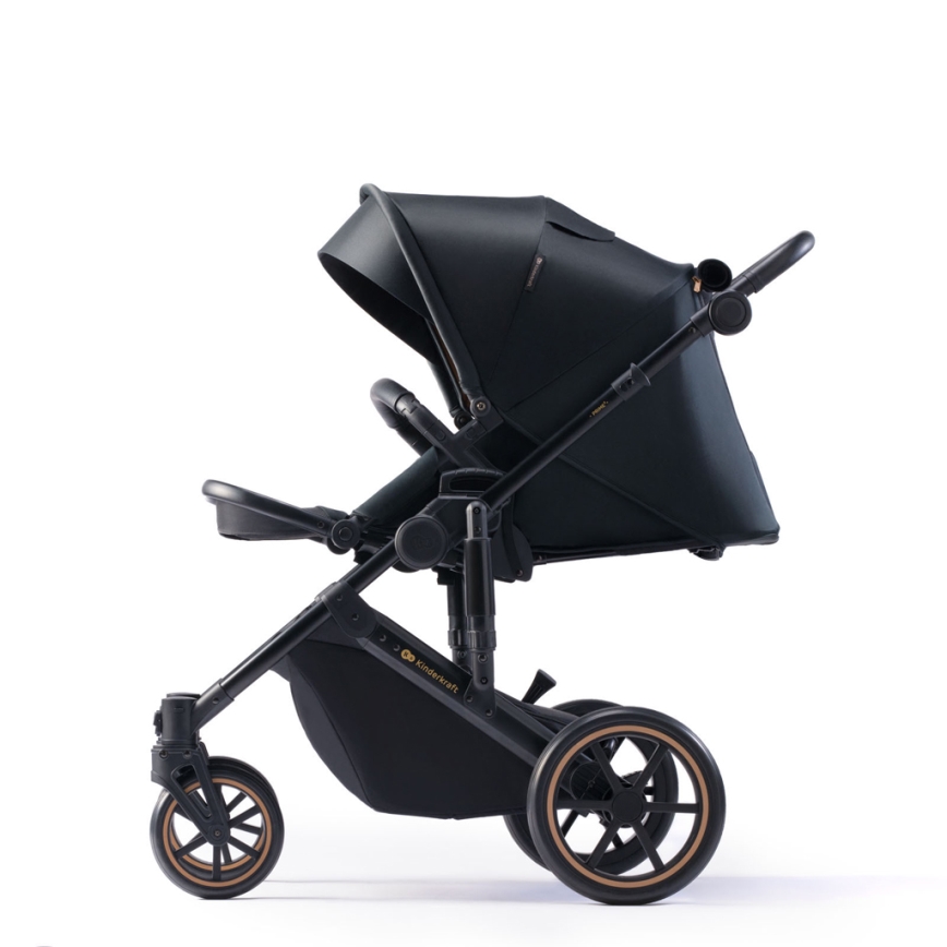 KINDERKRAFT SELECT - Carrinho de bebé combinado 3em1 PRIME 2 Premium Venezian preto + assento de automóvel