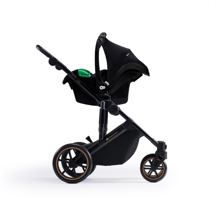 KINDERKRAFT SELECT - Carrinho de bebé combinado 3em1 PRIME 2 Premium Venezian preto + assento de automóvel
